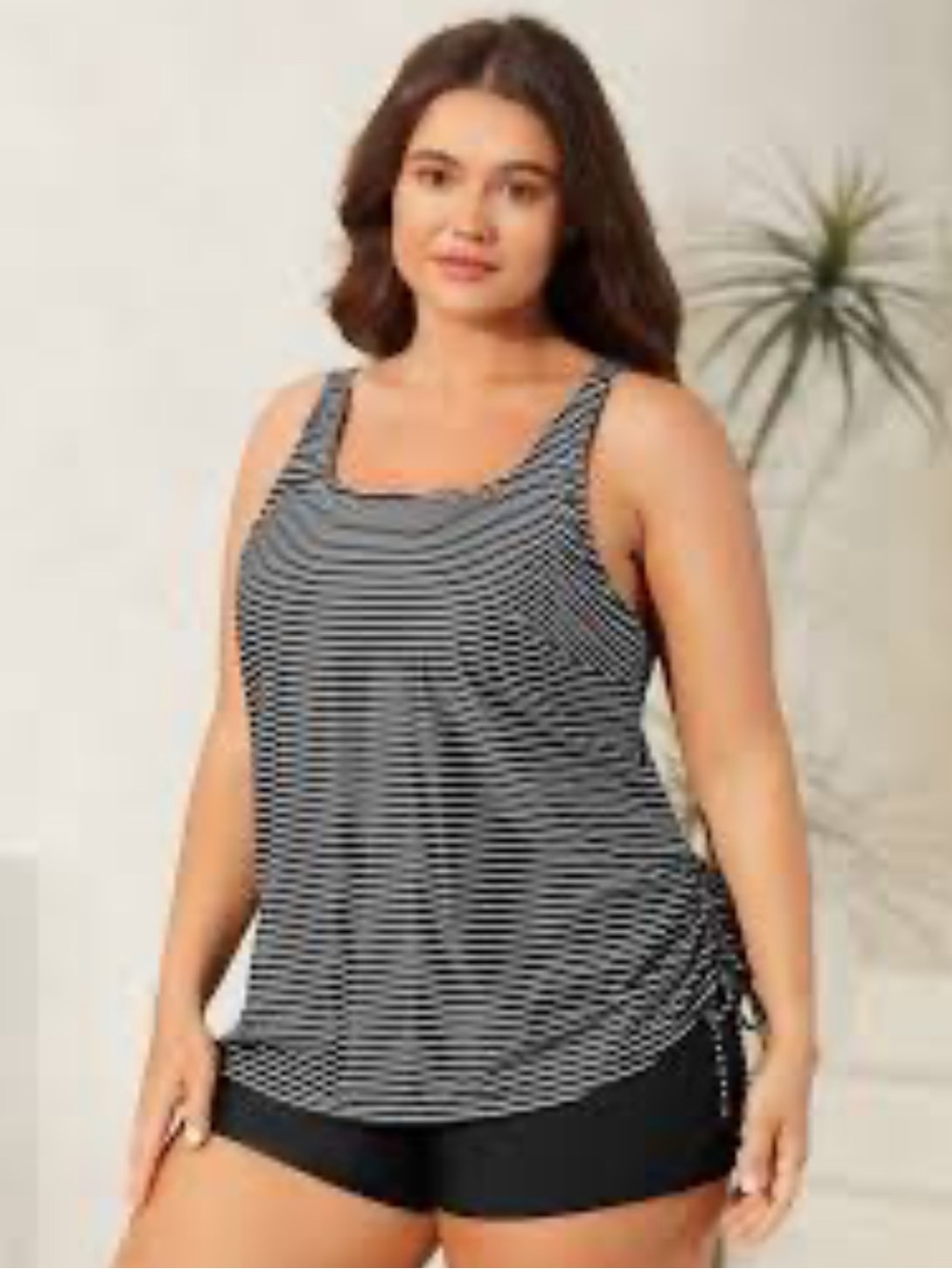 BloomChic Black & White Striped Swim Coverup Tankini 6X